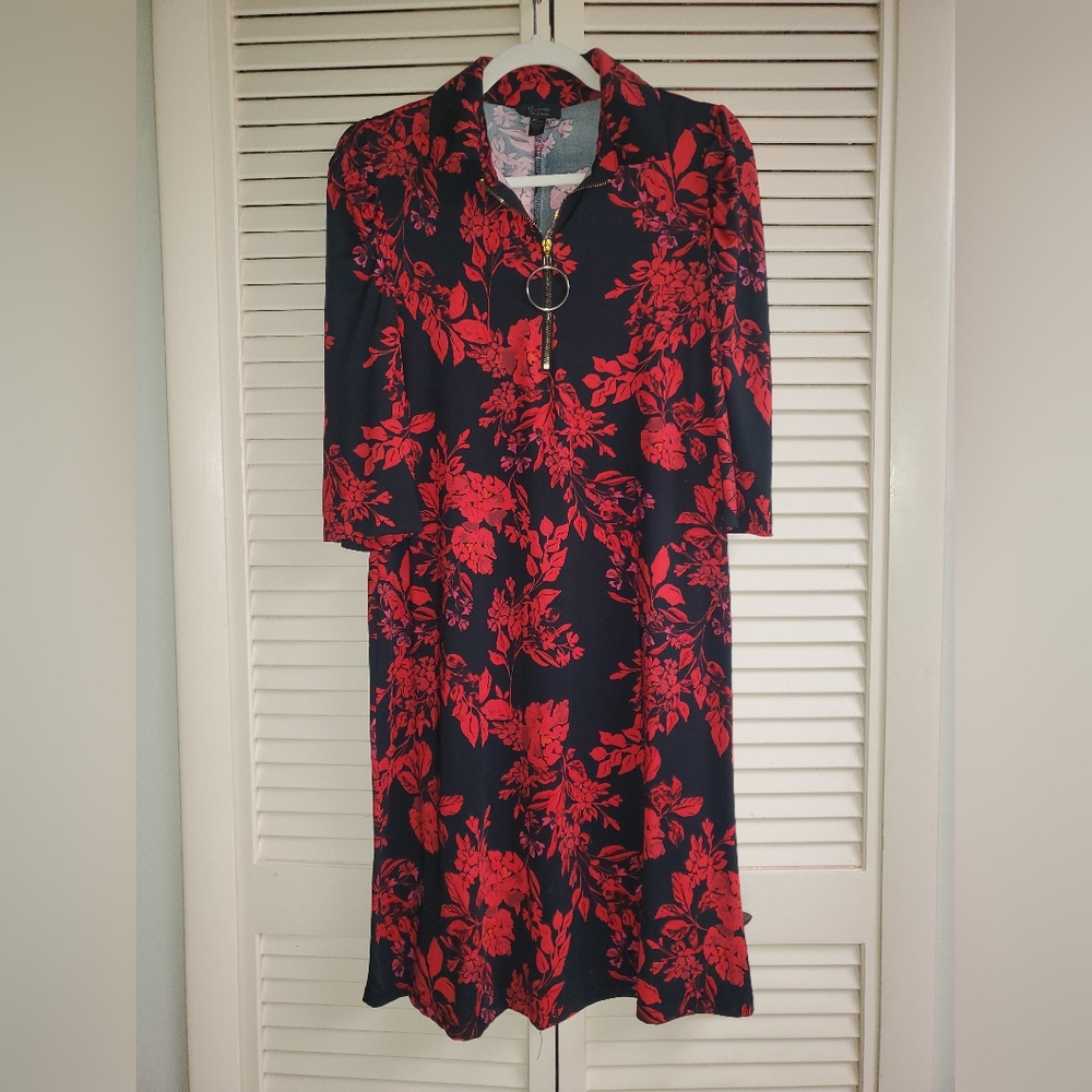 Mackenzie & James Floral Black and Red Dress Size Small